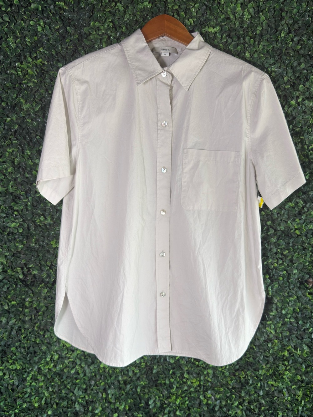 Vince Button Front Shirt Short Sleeve Pocket Cotton S/P